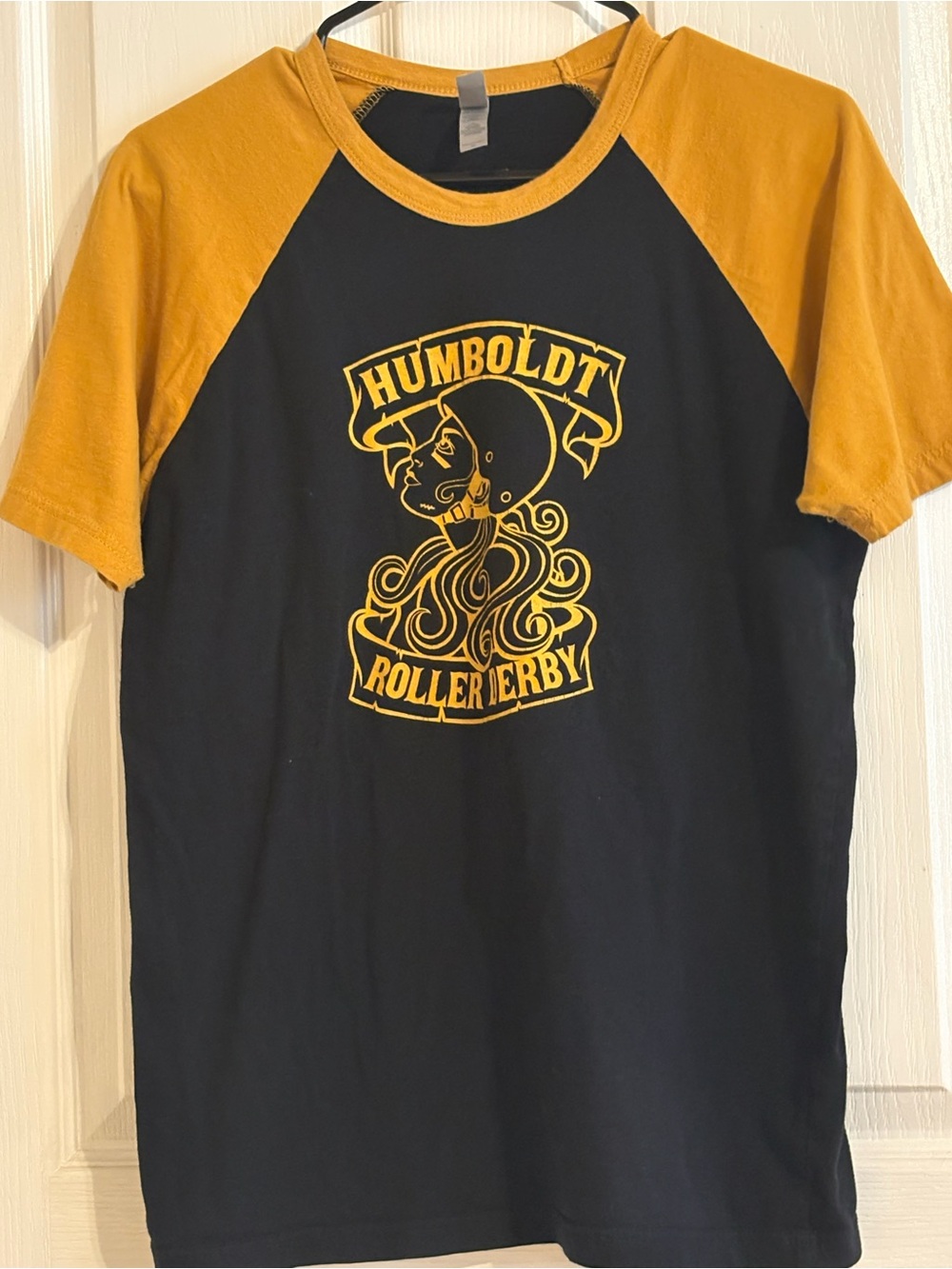 Humboldt Roller Derby Men's Black & Gold Raglan Tee